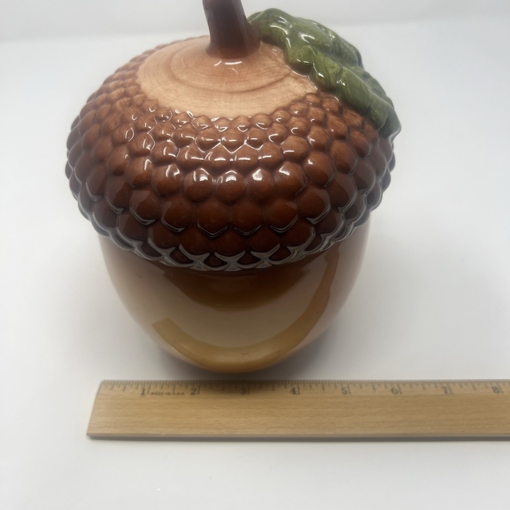 Vtg. Fall Ceramic Acorn‎ Candy/Cookie  Cannister/ Jar With Lid - Picture 12 of 16